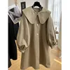 Kvinnorjackor Fashion Doll Collar Trench Coat for Women 2023 Spring Autumn Loose Women Overcoat Korean Casual Windbreaker Outerkläder 230419