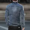 Herrjackor Demin Jacket Slim Men Streetwear Fashion Zipper Demin Coats Mandarin Collar Topps Male Skinny Jean Outerwear Plus Size S-5XL 231118