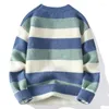 Men's Sweaters Crewneck Sweater Autumn And Winter Fashion Brand Striped Bottom Shirt Loose Handsome Boys Knit Men