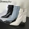 Stiefel Hohe Qualität Knöchel Für Frauen Mode Reißverschlüsse Kurze Weibliche Ferse 2023 Winter Damen Schuhe 231120