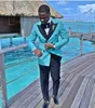 Men's Suits Double Breasted Teal Wedding Party Tuxedos Groom Prom Coat Trousers Set Men Work Business (Jacket Pants Bow Tie) NO:402