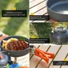 Camp Kitchen Camping Cookware Set Aluminum Portable Outdoor Tableware Cookset Cooking Kit Pan Bowl Kettle Pot Hiking BBQ Picnic Equipment 231120