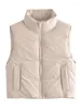 Gilets Femmes Chronstyle Femmes Puffer Gilet Solide Couleur Col Montant Gilet Matelassé Hiver Casual Extérieur Sans Manches Veste Rembourrée Manteau