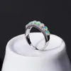 Anillos elegantes de cristales de ópalo para mujer, anillo de plata de ley 925, joyería llamativa para boda, Anillos bague femme plata 925