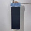 Skirts Fyion Runway Fashion Women Long Skirt 2023 Summer Denim Patchwork Slim Ladies Casual Sexy Black