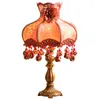 Bordslampor kinesiska retro tyg led lampa rotting hantverk europeiska ljus sovrum sängen hem dekor kök armatur