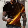 Camisetas masculinas Camisa masculina Graphic 3d o pescoço preto listras brancas roupas de tamanho grande