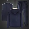 Men's Tracksuits High Quality Men Hoodies Vests Pants Suit Lamb Cashmere Winter Windproof Keep Warm Gold Velour Sport 3 Pieces Sets Plus Size 231118