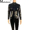 Catsuit en Faux cuir pour femmes, Sexy, en Latex PVC, Lingerie, body, fermeture éclair, entrejambe ouvert, combinaisons de Club, Costumes érotiques