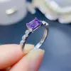 Niedlicher Amethyst-Silberring, 4 mm x 6 mm, natürlicher Amethyst-Schmuck der Güteklasse VVS, mit 3 Schichten 18-karätiger Vergoldung, 925er-Silberkristallring