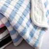 Blankets 100X120cm Cotton Stripes Cable Knitted Blanket Winter Thick Weighted Sherpa Knitting Kids Sofa Throw