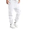 Pantaloni da uomo Pantaloni sportivi maschili Autunno e inverno Abbigliamento da lavoro Cargo Tinta unita Multi tasche Pantaloni larghi con lacci in vita elastica