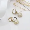 Boucles d'oreilles en forme de lettres de haute qualité, à la mode, en perles dorées et en strass, Niche, bijoux classiques pour femmes