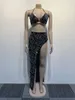 Vestidos de trabalho sexy malha diamante férias 3 peça conjunto feminino brap top shorts alta divisão midi saia transparente verão beachwear