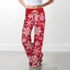 Женские штаны Женские свободные цветочные брюки с цветочной печати с длинными растяжками палаццо спортивные штаны Harlan