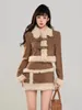 Work Dresses High Quality Winter Thick Warm Plush Two Piece Set For Women Short Jacket Coat Skirt Sets Korean Fashion Sweet 2 Outfits