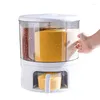 Storage Bottles Rotating Grid Rice Bucket 24 Lbs Moisture-Proof Properties Dry Food Cereal Dispenser Click Output Kitchen Grain Box