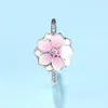 925 Sterling Silver Magnolia Bloom, Pale Cerise Émail Rose CZ Anneau Fit Pandora Bijoux Fiançailles Amoureux De Mariage Bague De Mode