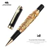 Vintage Rollerball Pen with Ink Refill Auspicious Dragon Carving Heavy Noble Golden Business Office School Supplies