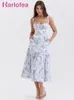 Freizeitkleider Karlofea Hochwertiger Druck A-Linie Midikleid Schöne Mode Gartenparty Urlaubskleidung Schicke Sommeroutfits für Frauen 230420