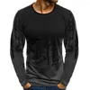 T-shirt da uomo T-shirt a maniche lunghe sottili da uomo 2023 Camicia da uomo con stampa di personalità sportiva fitness estiva di moda bianca taglia asiatica