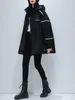 Vestes pour femmes 2023 Trench-Coat Automne-Hiver Taille ample Show Mince Veste mi-longue à capuche