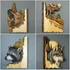 Dekorativa föremål Figurer Animal Carving Handcraft Wall Hängande skulptur 3D RACCON BEAR HERER HAND Målade dekorationer för hemmet vardagsrum 230419