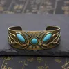 Bangle Sun turquoise kralen Bracelet voor vrouwen meisjes voortreffelijk gesneden patroon open manchet verjaardagscadeau