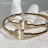 Bangle Bracelet t Double Opening Hose Rose Gold White Fritillaria Inlaid Diamond Lovers DRS1