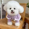 Hundkläder Lacework Lapel Cardigan kläder Pink Purple Kawaii Knit Tröja Small kläder Korean Korean mode kläder Pet Products