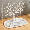 Smyckeslådor Creative Antlers Display Stand Earrings Halsband Hängande rack Pendant Armband Ring Organiser Holder Make Up Tray 231118