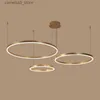 Plafoniere Moderne lampade a sospensione a LED per soggiorno, sala da pranzo, anelli circolari, lampadari a soffitto in alluminio acrilico, lampadari a LED Q231120