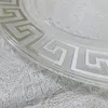 Opladerplaten Doorzichtig plastic dienblad Ronde schalen met zilveren patronen Acryl decoratieve eetplaat voor tafelschikking 1010