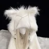 Kapelusze szaliki zestawy punkowe pluszowe koty uszy kapelusz szalik puszysty faux futra hatami halloween kostium świąteczny przyjęcie anime akcesoria 231118