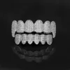Moissanite Solid Gold Splated Hip-Hop z kapturem pełne diamentowe górne zęby zęby Grillz Body Biżuter Halloween