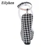 Gingham Eilyken Fashion Gruste Bottoms Wedge Sandały Sandały Koktajlu Kurek Platforma PVC PVC Transparent Femme S.