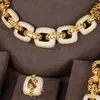 Halskette Ohrringe Set Missvikki Hiphop Cuban Links Full Micro CZ Luxus Afrikanischer Schmuck Für Frauen Hochzeit Zirkon Kristall