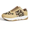 Habiller les chaussures pour femmes ing à lacets baskets épais semelles rond à l'orteil bas léopard 230419