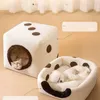 kennels pens Winter Warm Dice Nest Dog Cat House Cute Pet Product Bed 231118