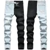 Jeans pour hommes et style américain couture de mode bicolore tendance denim européen stretch pour hommes grande taille