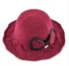 Breite Krempe Hüte Damen Sonnenkappe Für Herbst Winter Gestrickte Wolle Bow-Knot Pearl Floppy Damen Kopfschmuck Strickwolle Visor Caps Weiblich