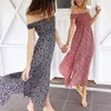 Robes décontractées Boho Floral Femmes Split Longue Sexy Sans Bretelles Plage Summer Cottagecore Robe Sundresses Bohème Maxi Robe Robe