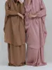 Roupas étnicas Eid Muçulmano Longo Khimar Jilbab Vestido Crianças Meninas Abaya Conjunto Oração Vestuário Ramadan Vestidos 2 Peça Jubha Robe Caftan