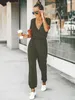 Jumpsuits Rompers Petal V-ringen Kort ärm Kvinnors avslappnade långa joggingbyxor Playsuit 2023 Summer Tight Jumpsuit P230522 Bra