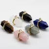 Pendant Necklaces Wholesale Natural Gem Stone Quartz Crystal Lapis Lazuli Hexagonal Pendulum Reiki Charm Pendants DIY Jewelry Making