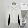 Damessweaters Designer 2023 Herfst/winter Nieuw zwart en wit bijpassende onderhemd voor dames Slim Fit Rollover Polohals Pullover Sweater Overlay Top