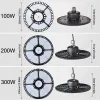 LED High Bay Light 300W 200W UFO 6500K Ersättning Deformerbar Ultra-tunn gruvlampan Fabrikslagerverkstad Workshop Area Light Crestech