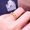 Cluster Rings Natural Citrine Gemstone Fashion Stone Flower Ring For Women Real 925 Sterling Silver Charm Fine Jewelry MeiBaPJFS