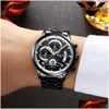 Armbanduhren Quarzuhr Männer Gold Schwarz Herrenuhren Top Marke Luxus Chronograph Sport Armbanduhren Leuchtende Wasserdichte R Dhgarden Otlf4