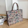 Evening Bags Large Capacity Tote Bag Luxury Designer Handbags For Women 2023 Brand Jacquard Embroidery Canvas Shoulder Big Shopper